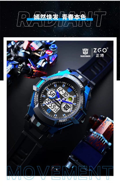 Transformers Children's Sports Electric Watch 50M Waterproof Glow in the Dark