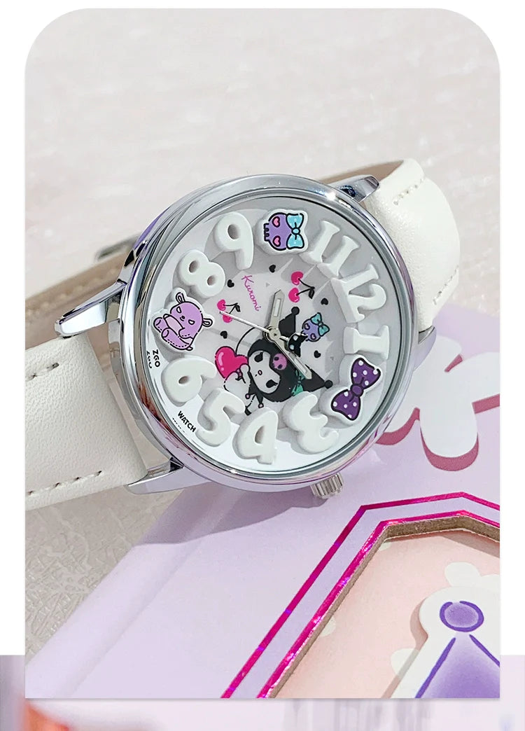 Kuromi Cherry Quartz Watch 30M Waterproof Glow in the Dark