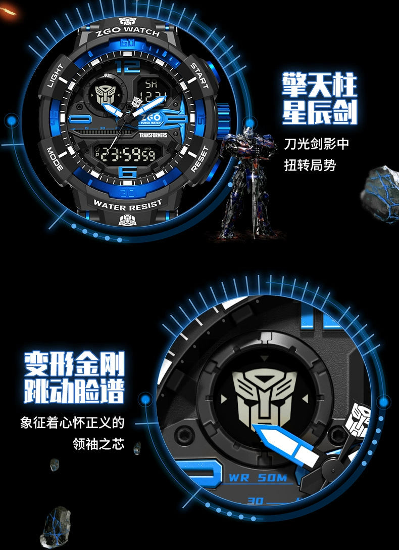 Transformers Sports Electric Watch 50M Waterproof Glow in the Dark