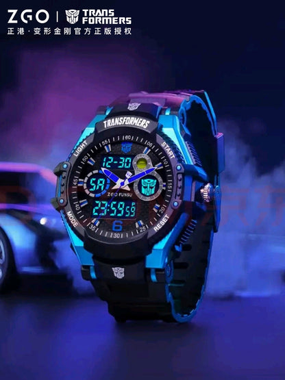 Transformers Children's Sports Electric Watch 50M Waterproof Glow in the Dark