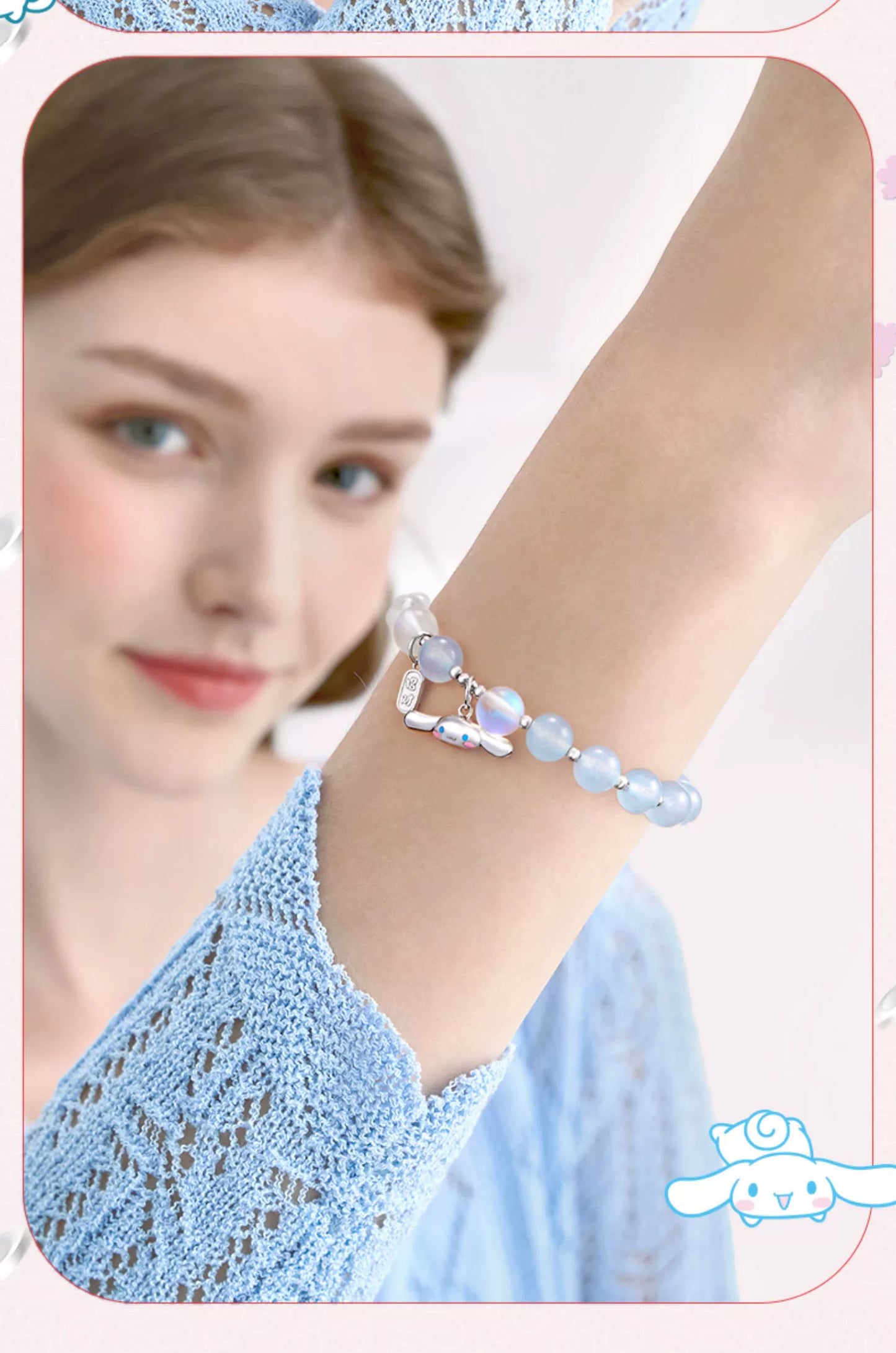 Cinnamoroll Aquamerine Moonstone 925 Sterling Silver Bracelet