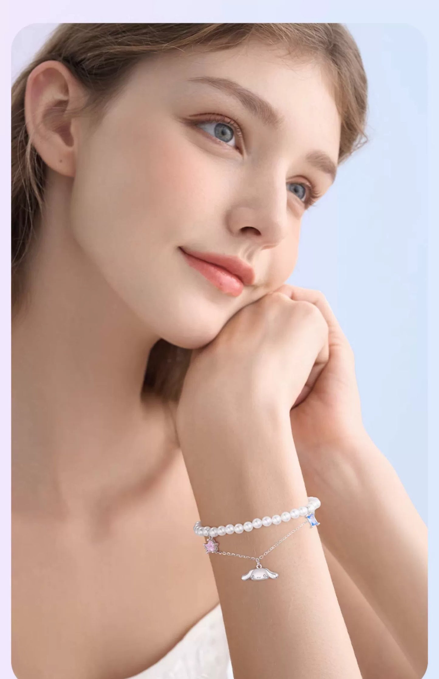 Cinnamoroll Pearl Double Layer 925 Sterling Silver Bracelet