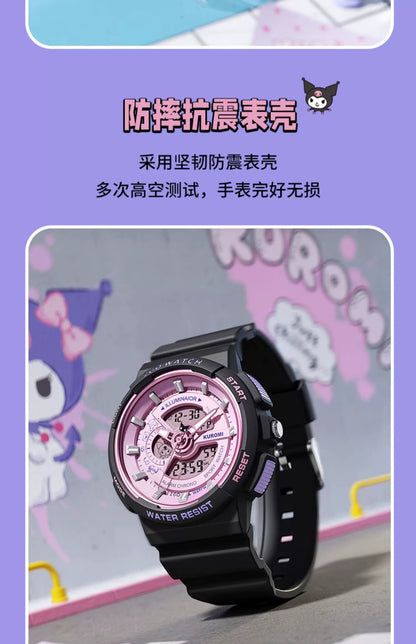 Kuromi Black Purple Sports Watch 50 Meter Waterproof Glow in the Dark