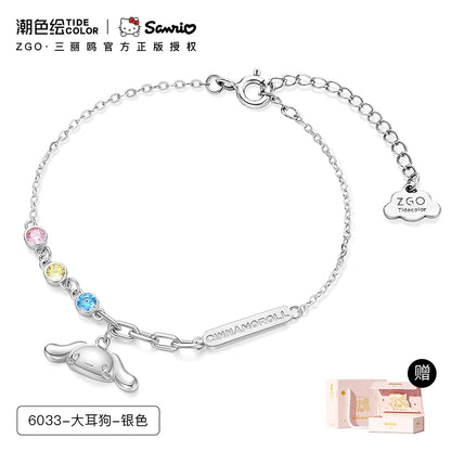 Cinnamoroll Red Yellow Blue Zircon 925 Sterling Silver Bracelet