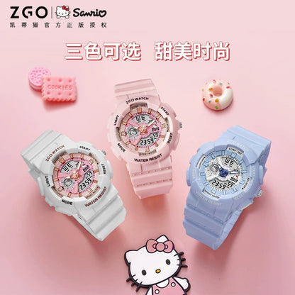 Hello Kitty Pink Sports Electric Watch 50M Waterproof Glow in the Dark