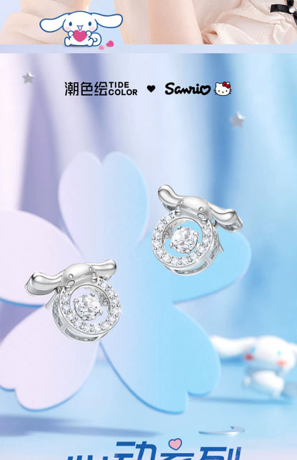 Cinnamoroll Beating Heart Zircon 925 Sterling Silver Stud Earrings