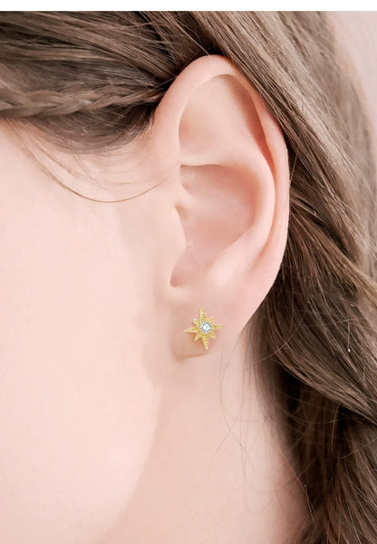 Hello Kitty Star Moon 18K Gold Plated Asymmetrical 925 Sterling Silver Stud Earrings