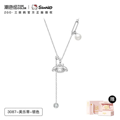 My Melody Pin Pearl Zircon 925 Sterling Silver Necklace