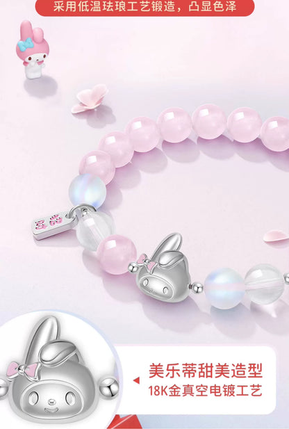 My Melody Lucky Bell Crystal 925 Sterling Silver Bracelet