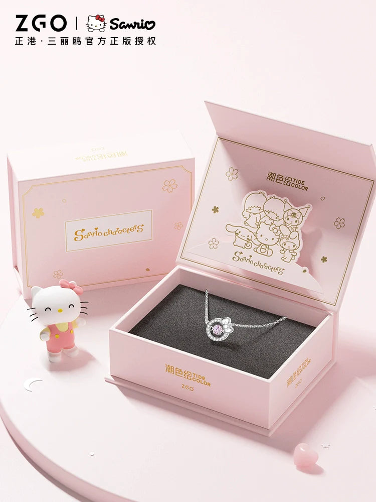 Hello Kitty Pink Beating Heart 925 Sterling Silver Necklace