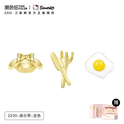 My Melody Breakfast 925 Sterling Silver Stud Earrings