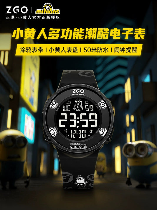 Minions Sports Electric Watch 50M Waterproof Glow in the Dark