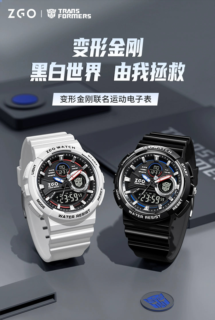 Transformers Sports Watch Stainless Steel 50M Waterproof Glow in the Dark