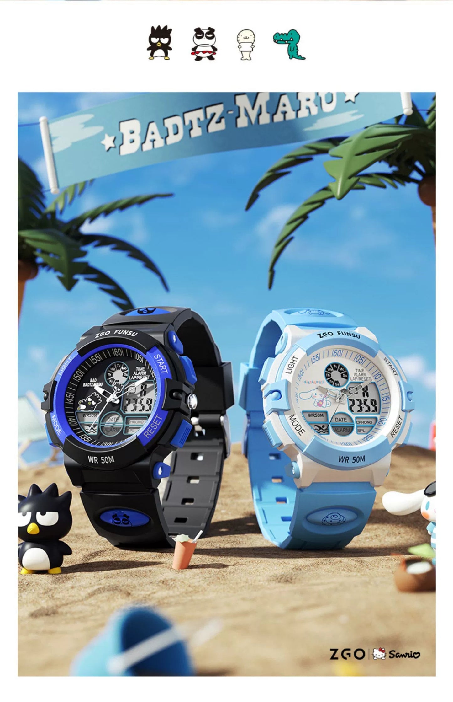 Bad Badtz-Maru Sports Watch 50M Waterproof Glow in the Dark