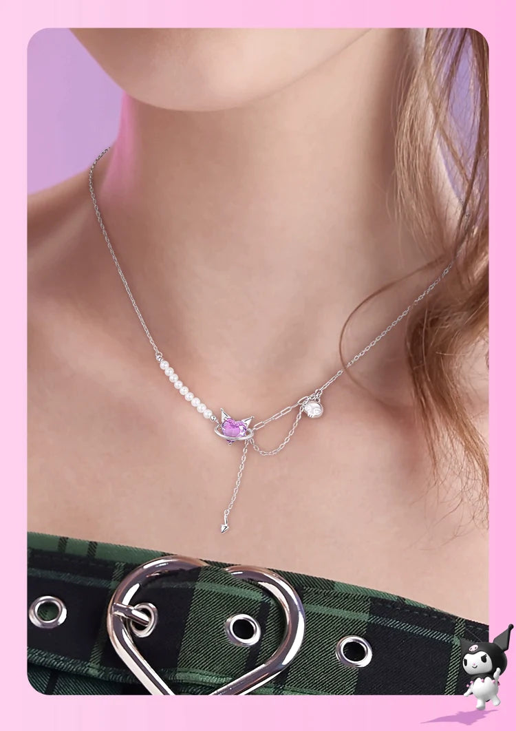 Kuromi Purple Heart 925 Sterling Silver Necklace