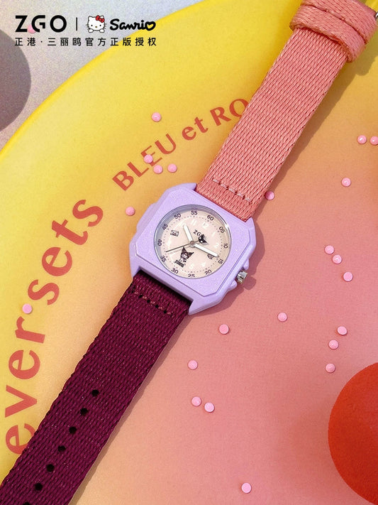 Kuromi Purple Stainless Steel Quartz Watch 30M Waterproof