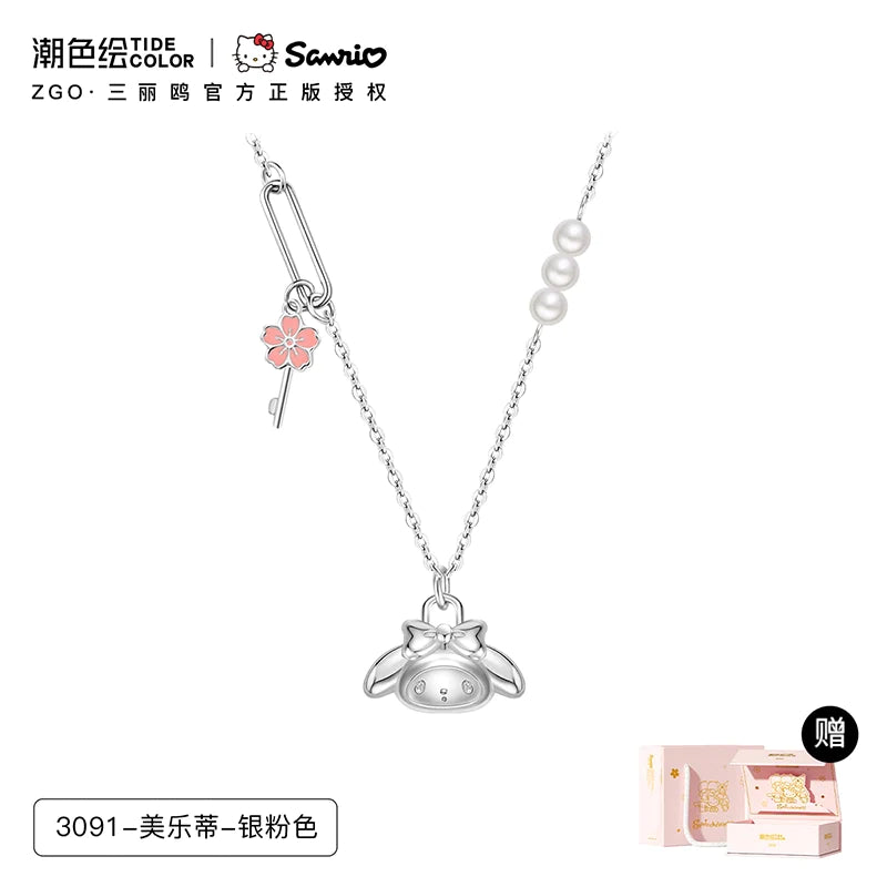 My Melody Sakura Key 925 Sterling Silver Pearl Necklace