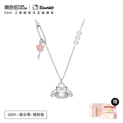 My Melody Sakura Key 925 Sterling Silver Pearl Necklace