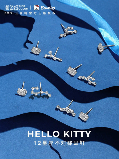 Hello Kitty Zodiac Signs 925 Sterling Silver Stud Earrings