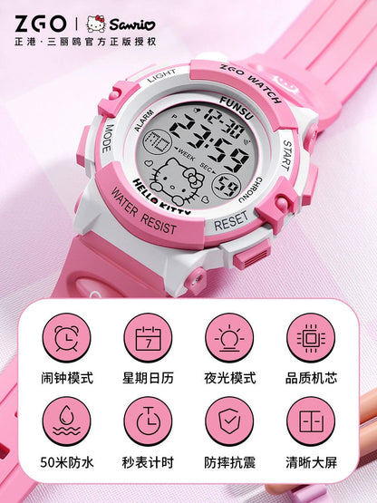 Hello Kitty Pink Sports Watch 50M Waterproof Glow in the Dark