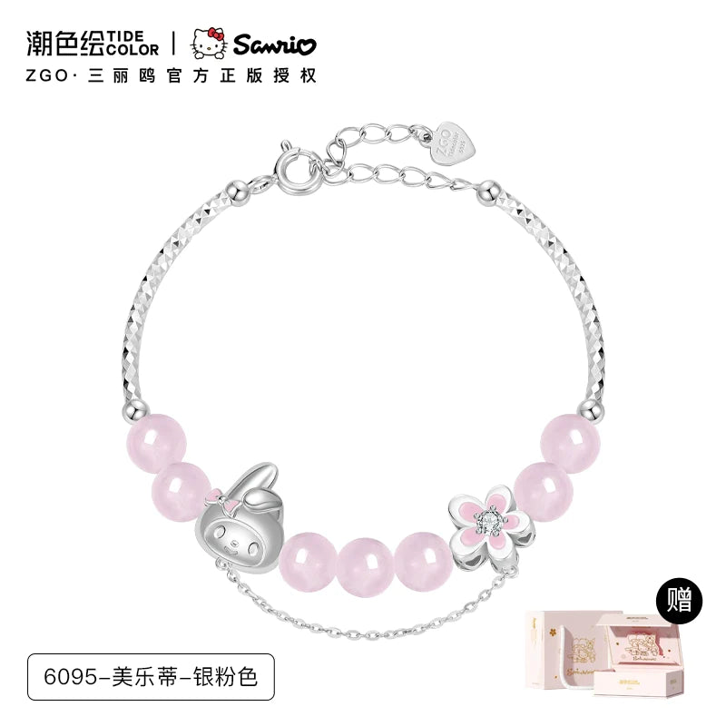 My Melody Peach Blossom Roze Quartz 925 Sterling Silver Bracelet