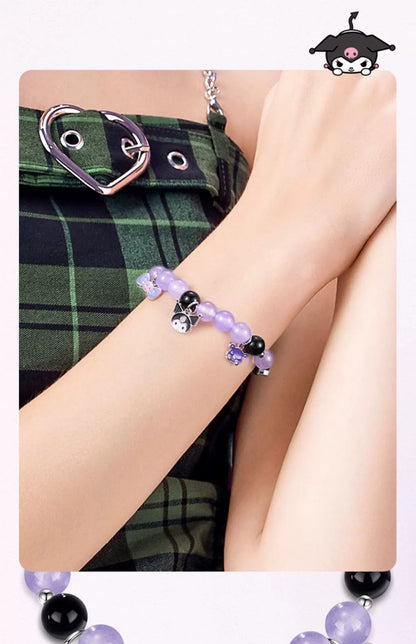 Kuromi Pink Black Purple Crystal Agate Bracelet