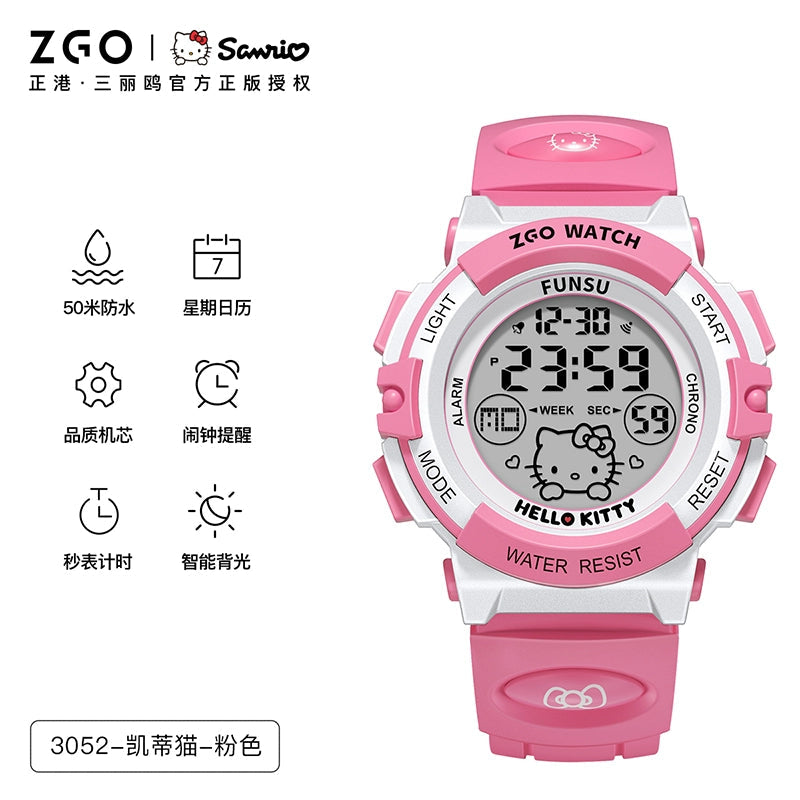 Hello Kitty Pink Sports Watch 50M Waterproof Glow in the Dark