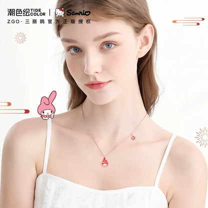 My Melody Lucky Red Fortune Thermochromic 925 Sterling Silver Necklace