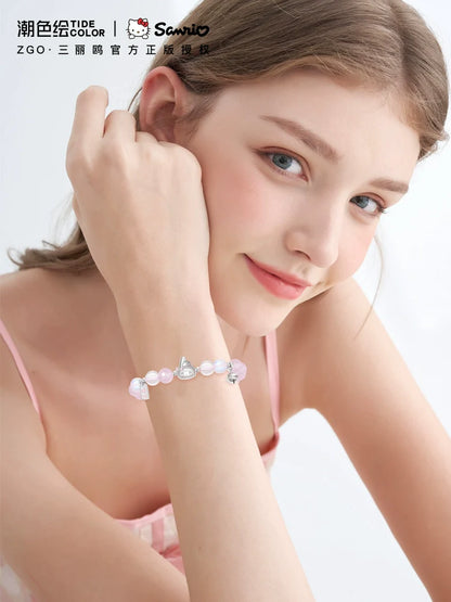 My Melody Lucky Bell Crystal 925 Sterling Silver Bracelet