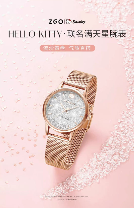 Hello Kitty/Cinnamoroll Crystal Quartz Watch Stainless Steel 30M Waterproof Glow in the Dark