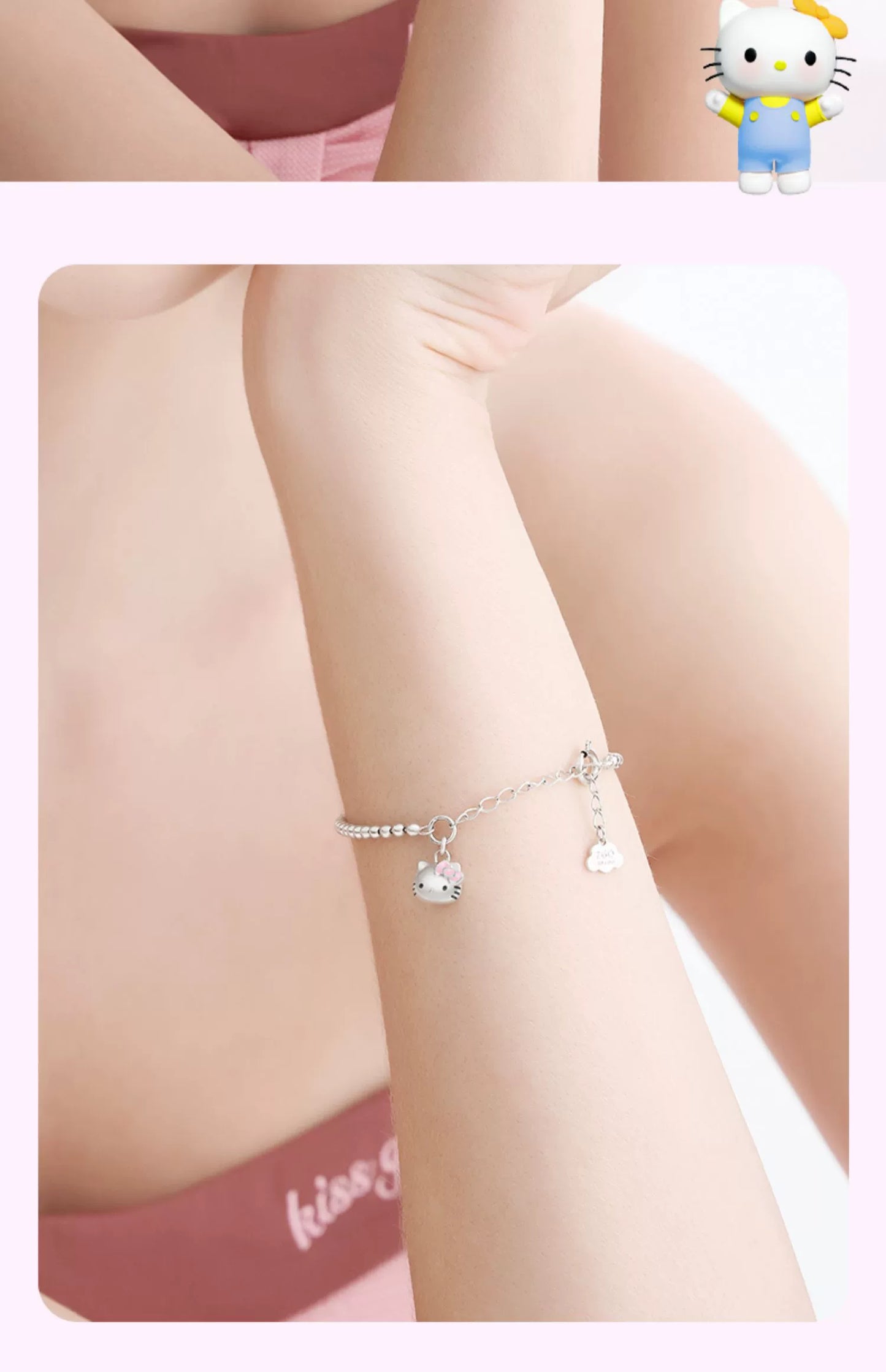 Hello Kitty Mom & Baby 925 Sterling Silver Bracelets