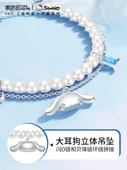 Cinnamoroll Pearl Double Layer 925 Sterling Silver Bracelet