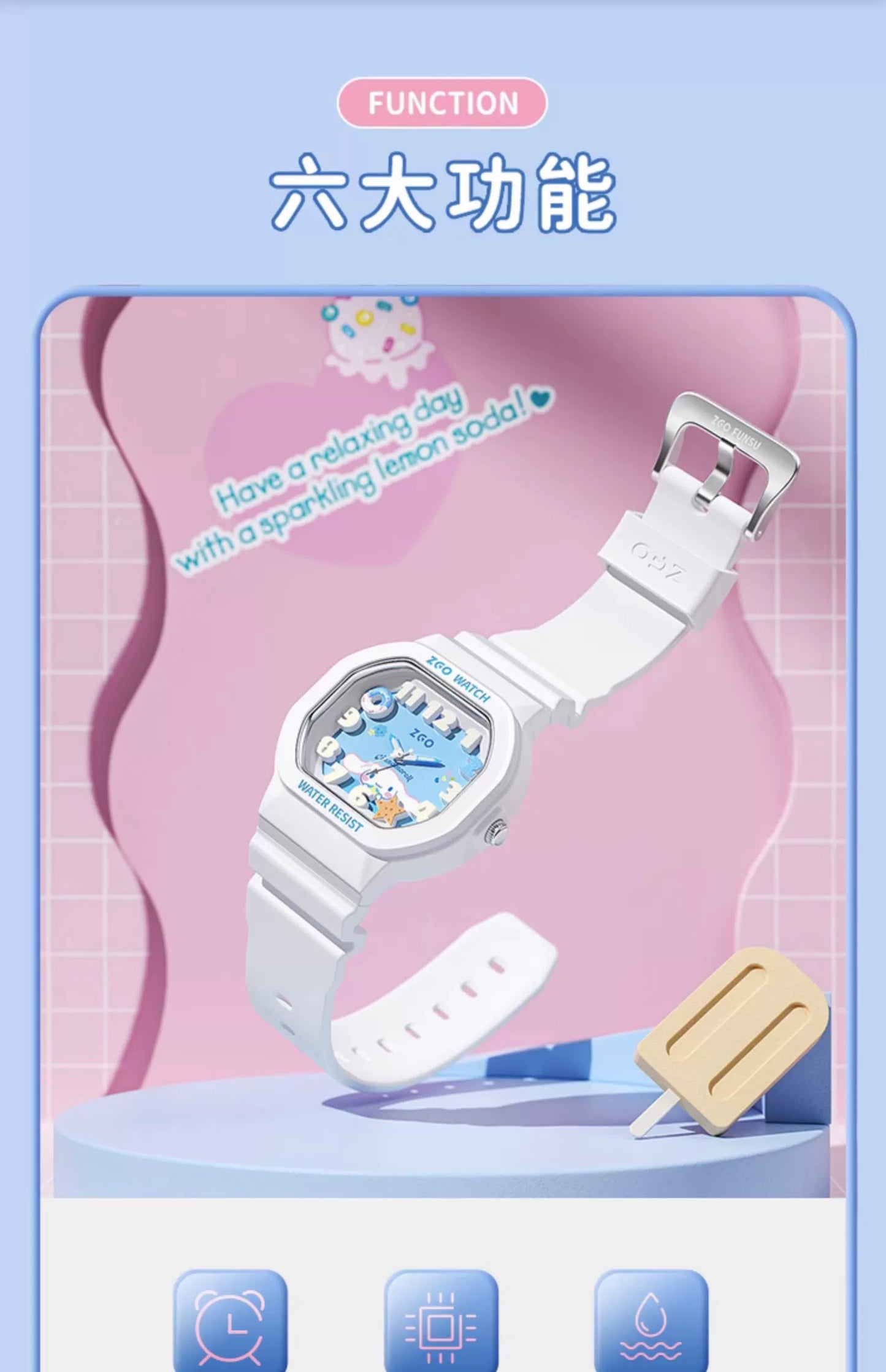 Cinnamoroll Snacks Electronic Watch 30M Waterproof Glow in the Dark