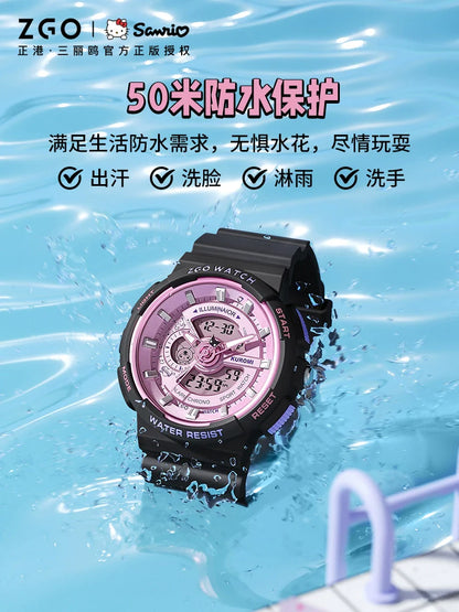 Kuromi Black Purple Sports Watch 50 Meter Waterproof Glow in the Dark