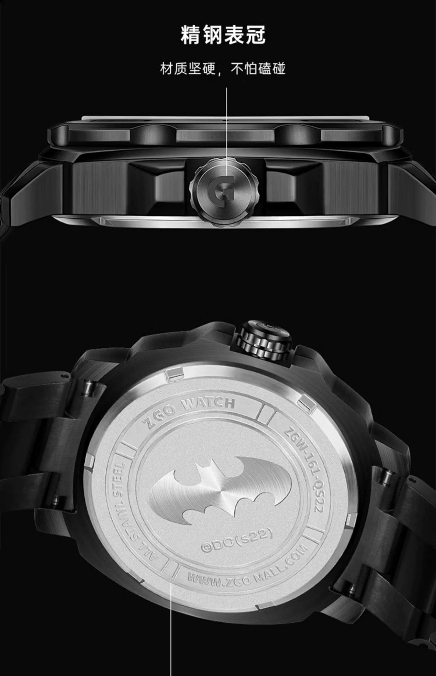 Batman Sports Quartz Men's Watch Stainless Steel 50M Waterproof Glow in the Dark