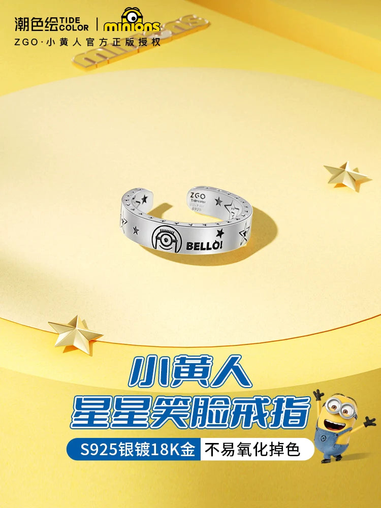 Minions Star Adjustable 925 Sterling Silver Open Ring