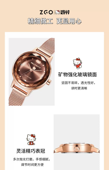 Hello Kitty Stainless Steel Women's Quartz Watch 30M Waterproof