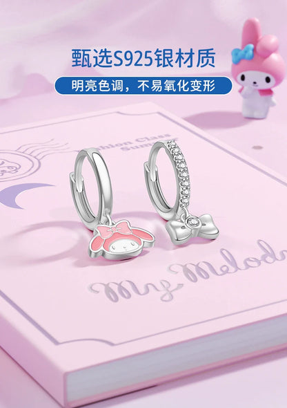 My Melody Cloud Letter Bow Cherry Pearl 925 Sterling Silver 6pcs Earrings Set