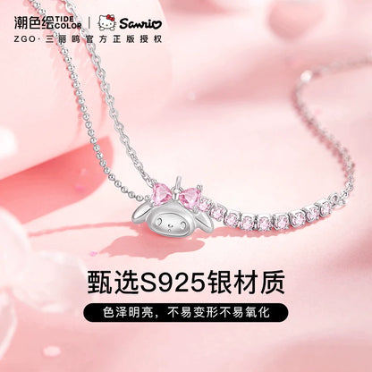 My Melody Pink Heart Zircon 925 Sterling Silver Bracelet