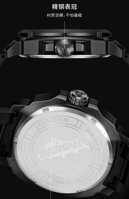 Batman Quartz Men's Stainless Steel Watch 50M Waterproof Glow in the Dark