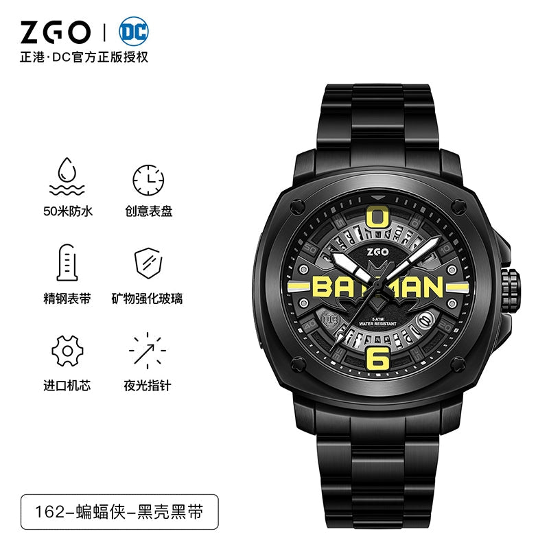 Batman Men's Quartz Fashion Watch Stainless Steel 50M Waterproof Glow in the Dark