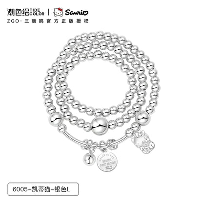 Hello Kitty Lucky Cat Bell 999 Fine Silver S925 Bracelet