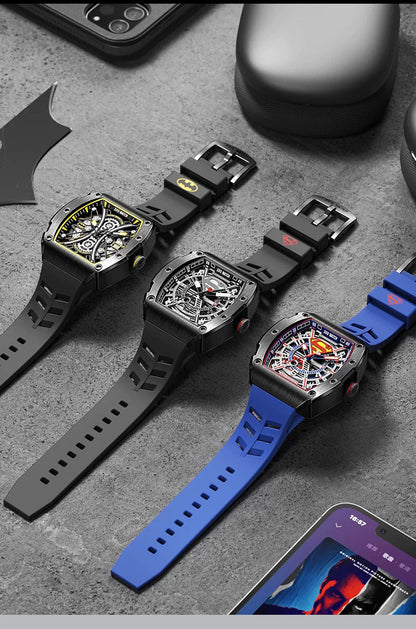 Batman/Superman Stainless Steel Automatic Mechanical Men's Watch 50M Waterproof Glow in the Dark