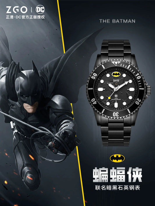 Batman Stainless Steel Quartz Sports Watch 50M Waterproof Glow in the Dark