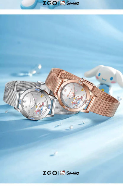 Cinnamoroll/Hello Kitty Crystal Quartz Watch Stainless Steel 30M Waterproof