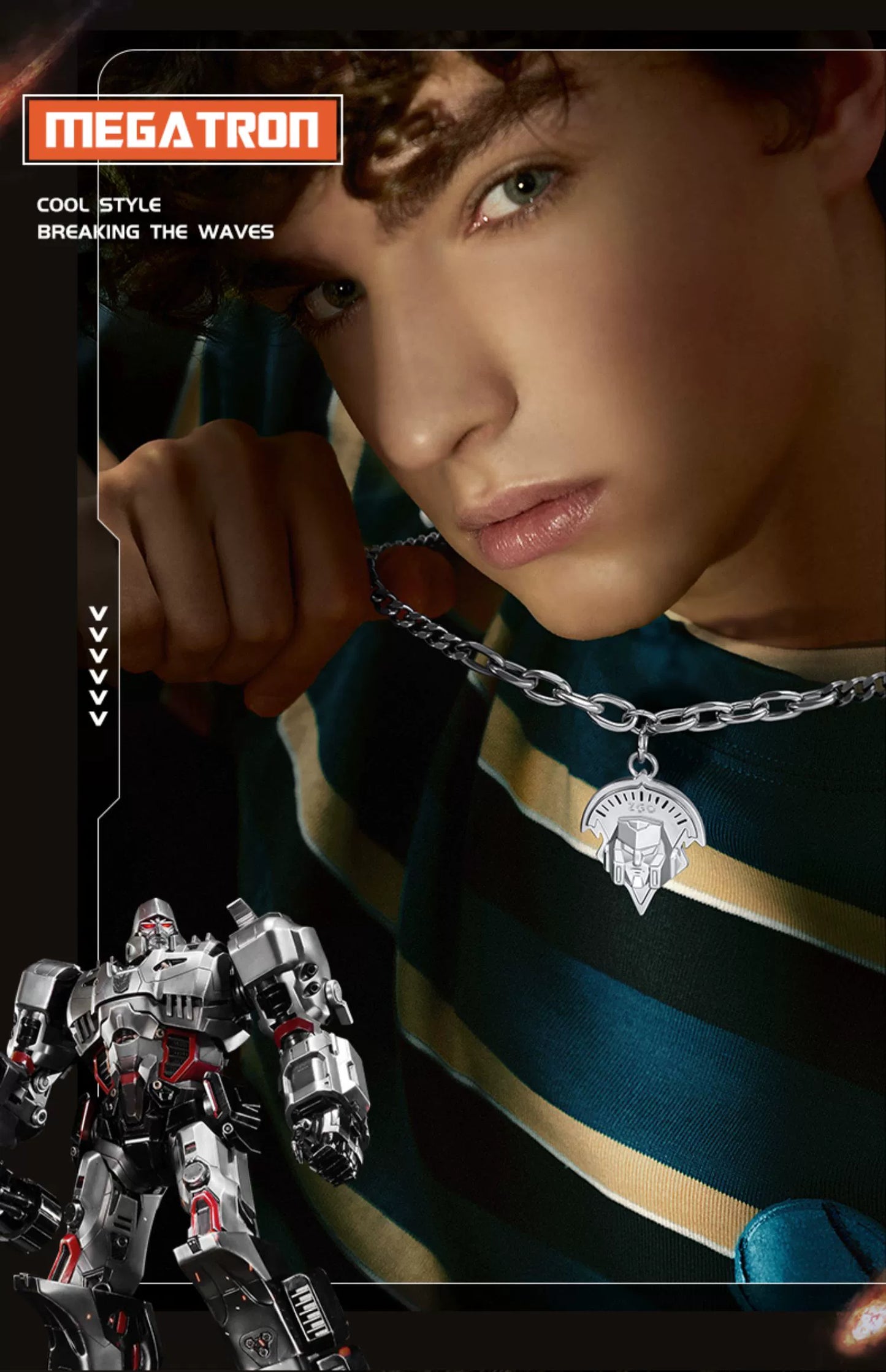 Transformers Megatron Titanium Steel Cuban Chain Necklace