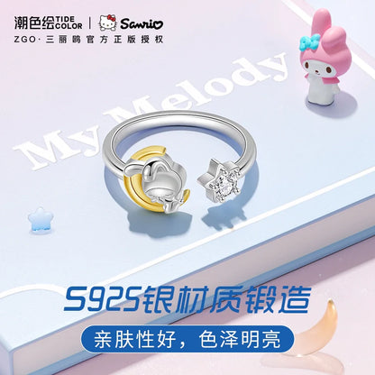 My Melody Star Moon Zircon 925 Sterling Silver Open Ring