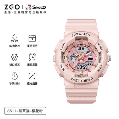 Hello Kitty Pink Sports Electric Watch 50M Waterproof Glow in the Dark