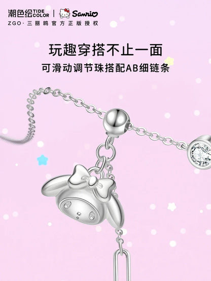 My Melody Pin Pearl Zircon 925 Sterling Silver Necklace