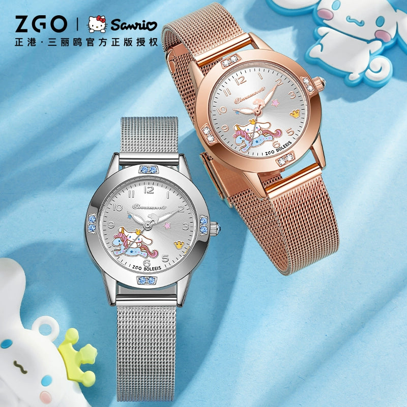 Cinnamoroll/Hello Kitty Crystal Quartz Watch Stainless Steel 30M Waterproof